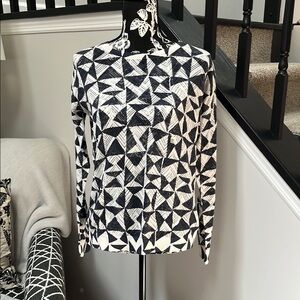 NWT LOFT Blue & White Print Open Weave Lightweight Sweater-Medium